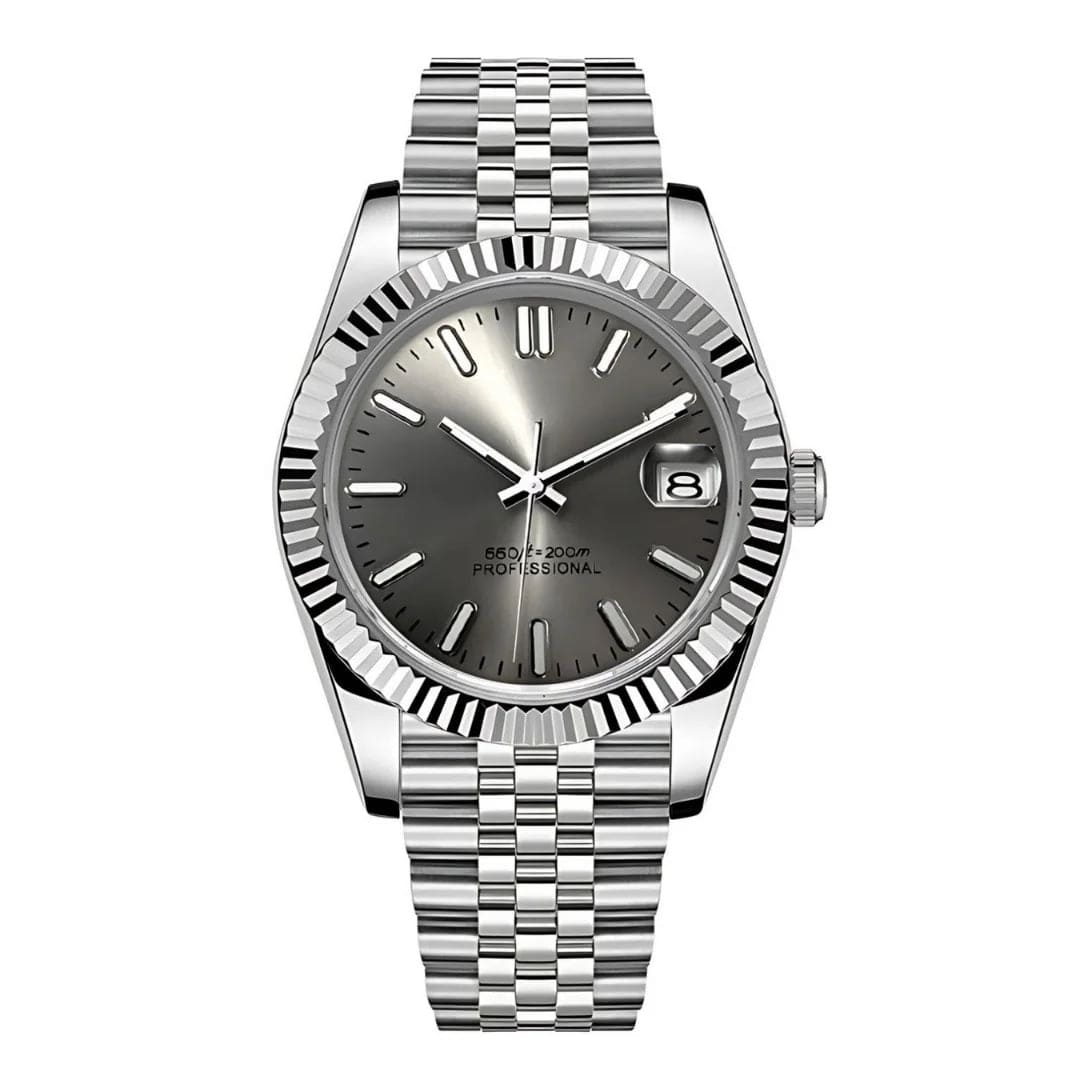 Seiko Mod Seikojust mit champagnerfarbenem Zifferblatt, silbernem Edelstahlarmband und Datum
