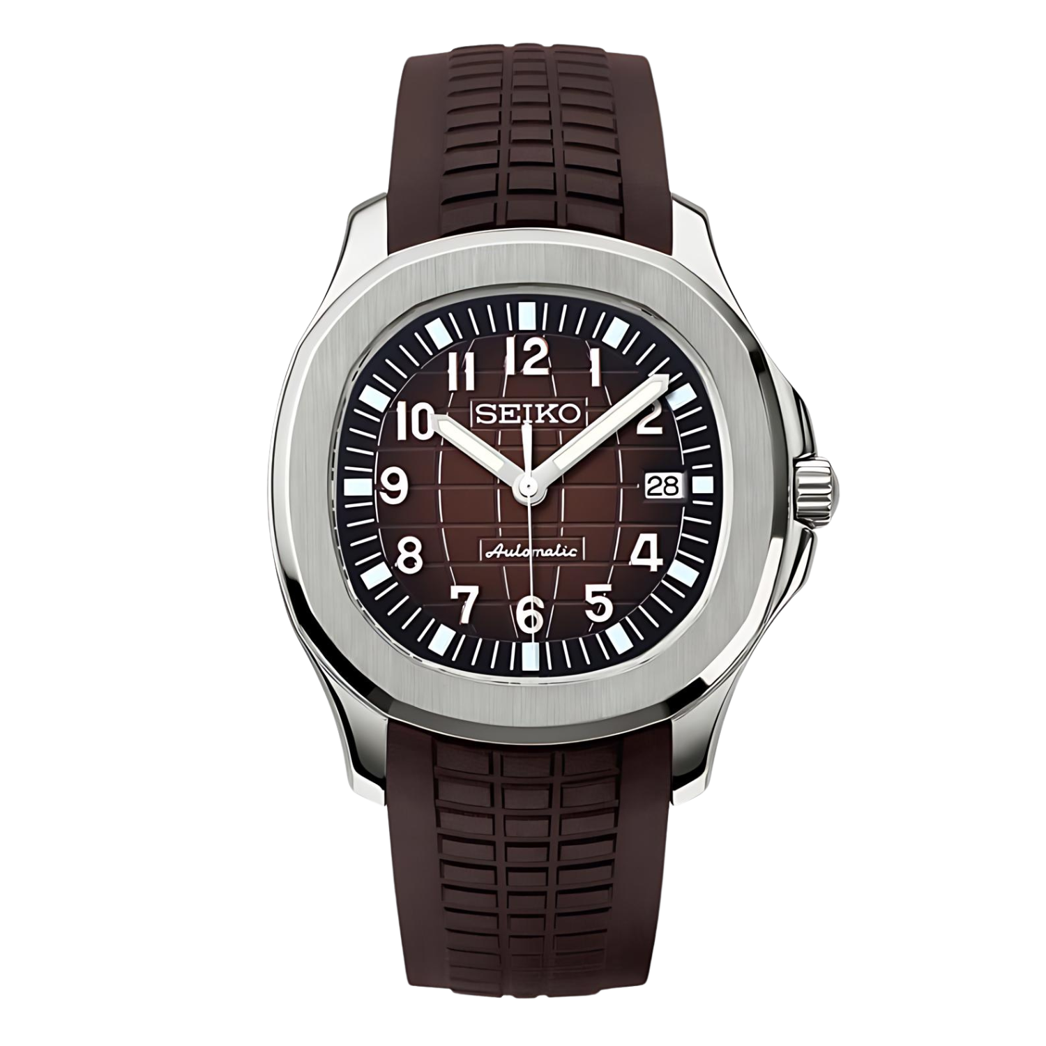 Seiko Moddys Seikonaut – exklusive Seiko Mod Automatikuhr mit braunem Zifferblatt, markanten weißen Indizes und sportlichem Kautschukarmband