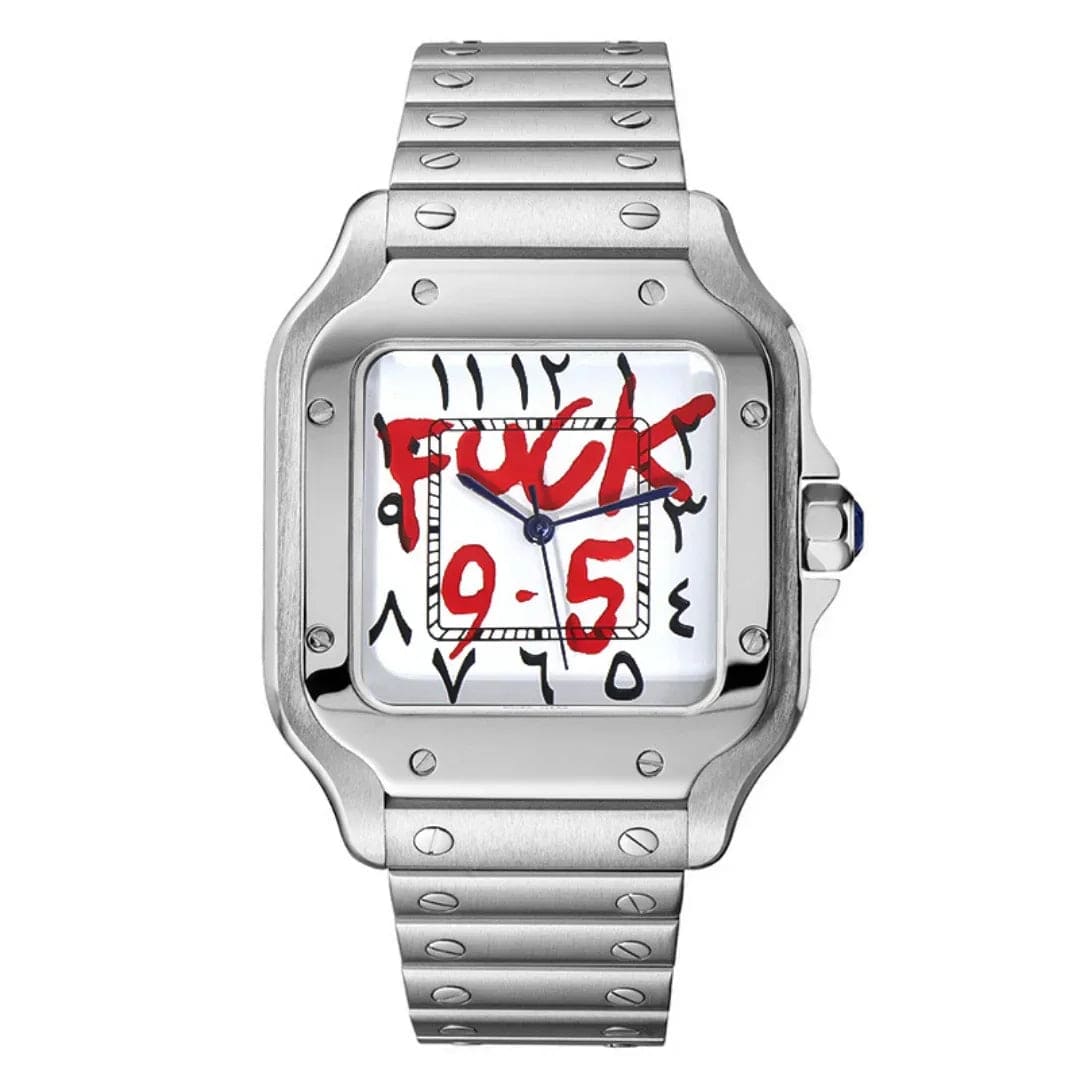 Seiko Mod Santos FCK 9 To 5 Arabic – Edelstahl mit arabischen Ziffern und Schriftzug