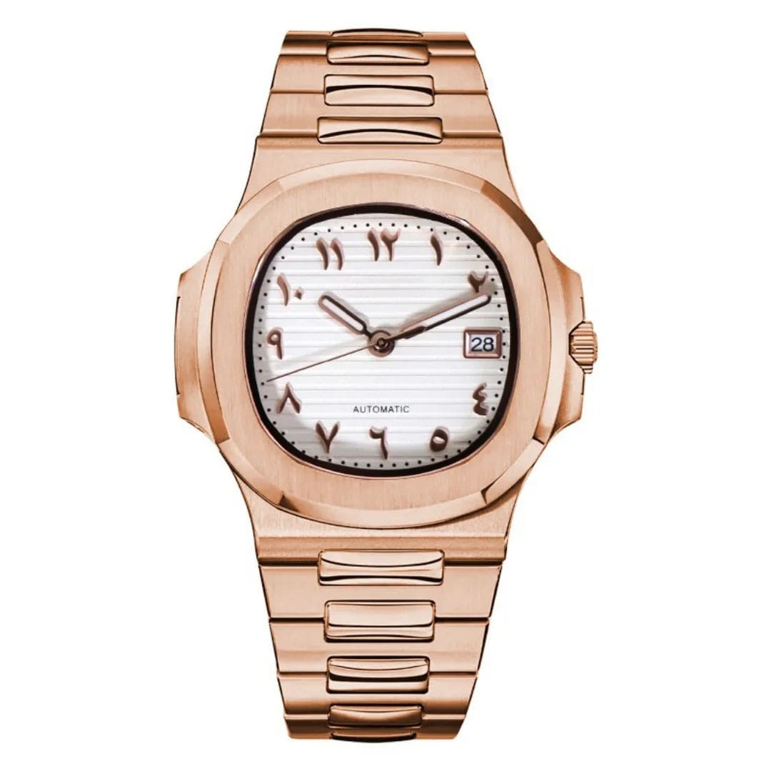 Seiko Mod Nautilus in Roségold mit weißem Zifferblatt und arabischen Ziffern