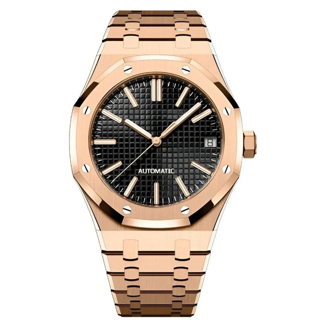 Seiko Mod Royal Oak Rose Gold Black Dial