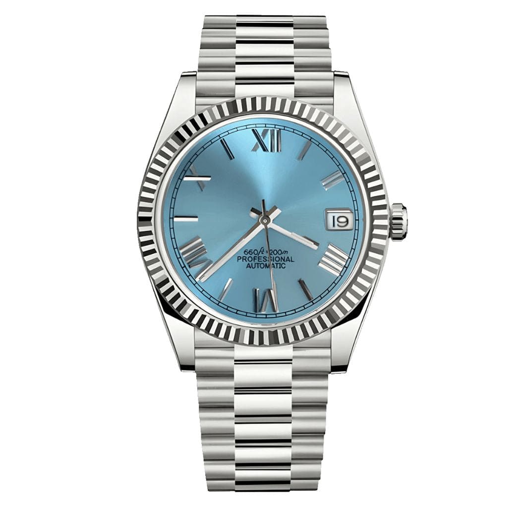 Seiko Mod Datejust Ice Blue – Automatik Uhr mit eisblauem Zifferblatt und römischen Ziffern